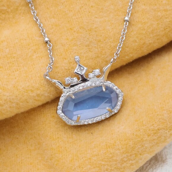 Kendra Scott Disney Blue Crystal Pendant Necklace in Silver - Picture 2 of 2